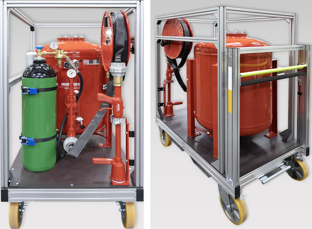 Beispiel Pulver-Löschanlage auf Rollcontainer
