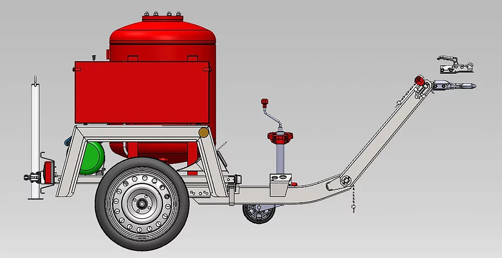 Pulver-Löschanlage auf Kfz-Anhänger (Seitenansicht)